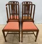 Four English Art Decor 1930's Walnut Chairs