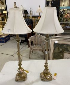 Pair of Candle Stick Metal Lamps