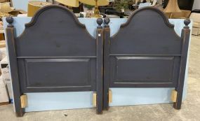 Pair of Eddy West Distressed Painted Twin Headboards
