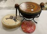 Tribal Ceremonial Drum on Stand, Native American Deer Hide Drums