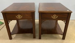 Pair of Chippendale Style Cherry Side Tables