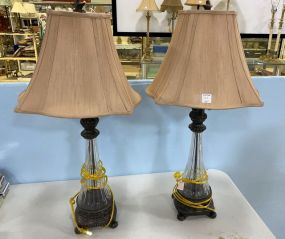 Pair of Resin and Glass Lamps