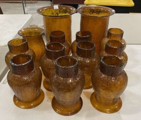 Group of Amber Mexican Art Glass Shades