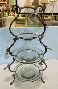Metal Three Tier Glass Serving Stand