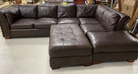 Large Brown Leather Sectional Sofa