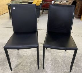 Pair of Black Vinyl Contemporary Side Chairs