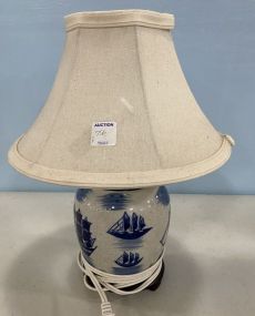 Small Blue Oriental Porcelain Desk Lamp