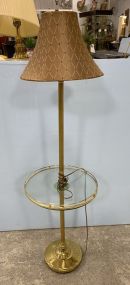 Vintage Brass Floor Lamp Table