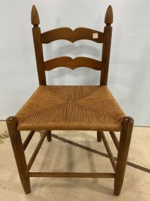 Primitive Style Oak Woven Seat Chair