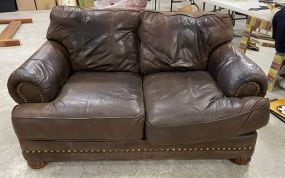 Lane Leather Brown Love Seat