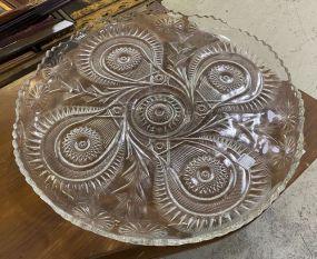 Large Depression Era Hobstar Punch Bowl Under Plate