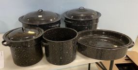 Group of Black Enamel Cookware
