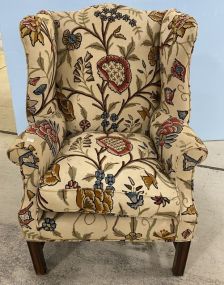 J. Rosenberg Needle Point Floral Pattern Wing Back Chair