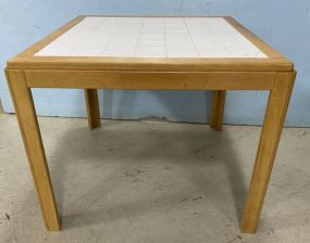 Square Wood and Tile Kitchen Table