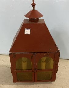 Red Painted Metal Wall Lantern Fixture
