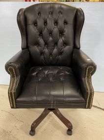 Navy Blue Leather Office Chair