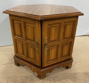 1980's Vintage Oak Finish Octogen Side Table