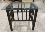 Modern Metal Base Glass Top Table