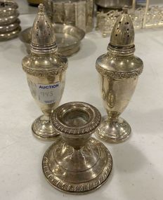 Sterling Salt & Pepper Shakers, Weighted Sterling Candle Holder