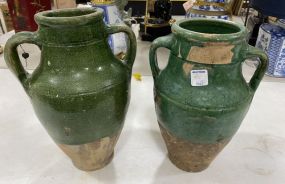 Pair of Antique Style Stoneware Pottery Vases