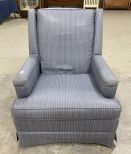 Blue Striped Upholstered Arm Chair