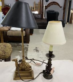 Small Candle Stick Lamp and Resin Gold Gilt Camel Lamp