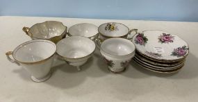 6 Collectible Porcelain Demi Tasse Cups and Saucers
