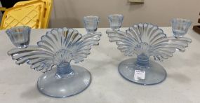 Pair of Light Blue Cambridge Candle Holders