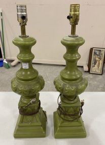 Pair of Vintage Ceramic Column Lamps