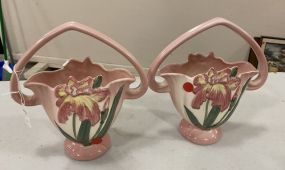 Pair of Hull Pottery Basket Vases