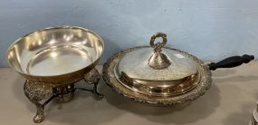 Silver Plate Warmer Pan and Stand, Silver Plate Vegetable Covered Dish