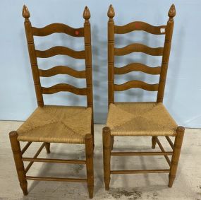 Pair of Primitive Style High Back Side Chairs