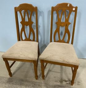 Pair of Oak Finish Dining Side Chairs