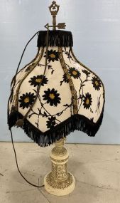 Ornate Metal White Painted Lamp