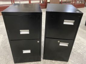 Pair of Black Metal File Cabinets