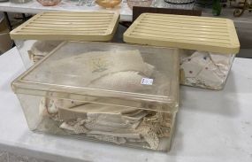 Three Crate of Vintage Linens and Crochets