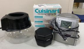 Cuisinart Mixer, Pot, Timex CD/Clock, Lectrosound Speaker