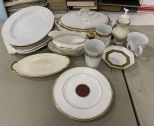 Gold Trim Porcelain China Set Pieces