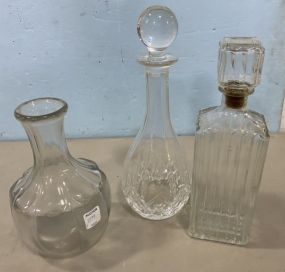 Two Vintage Glass Liquor Decanters and Vase