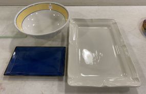 Italian Porcelain Salad Bowl, Pottery Barn Tray, Mikasa French Country Side Platter