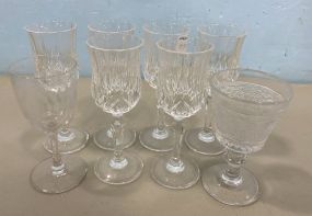 6 Small Crystal Goblets, and Two Small Glasses