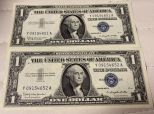 Two 1957B $1 Silver Certificates