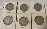 6 Franklin Half Dollars