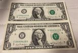 Two Attached 1981 $1 Notes