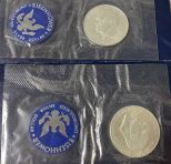 Two 1971 Eisenhower Uncirculated Silver Dollars
