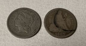 1866 & 1887 Dimes