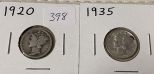 1920 & 1935 Mercury Dimes