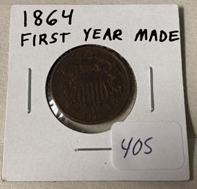 1864 First Year Made Two Cent Piece