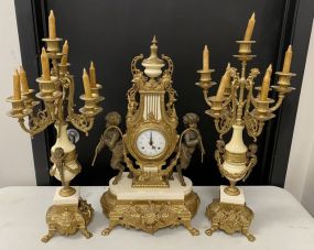 1980's Italian Imperial Clock Set