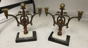 Brass Three Arm Candelabras